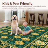 Ultra Soft Area Rug, Non Slip, Stain Resistant, Washable Area Rugs for Living Room, Bedroom, Modern Abstract Beige/Black Animal Print(Green)