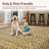 Ultra Soft Area Rug, Non Slip, Stain Resistant, Washable Area Rugs for Living Room, Bedroom, Chic Leopard Spot Beige Brown Viscose Animal(Beige)