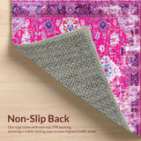 Ultra Soft Area Rug, Non Slip, Stain Resistant, Washable Area Rugs for Living Room, Bedroom, Rustic Soft Textured Blossom Print(Pink)