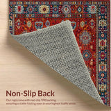 Ultra Soft Area Rug, Non Slip, Stain Resistant, Washable Area Rugs for Living Room, Bedroom, Vibrant Ethnic Braided Texture(Red)