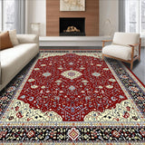 Ultra Soft Area Rug, Non Slip, Stain Resistant, Washable Area Rugs for Living Room, Bedroom, Rustic Vintage Geometric Motif(Red)
