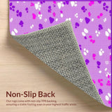 Ultra Soft Area Rug, Non Slip, Stain Resistant, Washable Area Rugs for Living Room, Bedroom, Whimsical Colorful Paw Print Aesthetic(Purple)