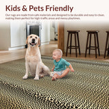Ultra Soft Area Rug, Non Slip, Stain Resistant, Washable Area Rugs for Living Room, Bedroom, Chic Black and Beige Animal Motif(Beige)