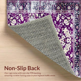 Ultra Soft Area Rug, Non Slip, Stain Resistant, Washable Area Rugs for Living Room, Bedroom, Rustic Trellis Design with Detail(Purple)