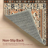 Ultra Soft Area Rug, Non Slip, Stain Resistant, Washable Area Rugs for Living Room, Bedroom, Vibrant Retro Ogee Style(Beige)