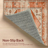 Ultra Soft Area Rug, Non Slip, Stain Resistant, Washable Area Rugs for Living Room, Bedroom, Minimalist Ethnic Diamond Pattern(Orange)