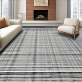 Ultra Soft Area Rug, Non Slip, Stain Resistant, Washable Area Rugs for Living Room, Bedroom, Braided Striped Area Rug Washable Kitchen Tassel Rug Farmhouse Style(Black)