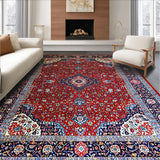 Ultra Soft Area Rug, Non Slip, Stain Resistant, Washable Area Rugs for Living Room, Bedroom, Rustic Red Geometric Charm(Red)