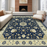 Ultra Soft Area Rug, Non Slip, Stain Resistant, Washable Area Rugs for Living Room, Bedroom, Chateau Collection Hoover Area Rug Vintage Inspired Blue Beige Carpet(Blue)