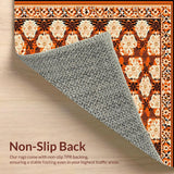 Ultra Soft Area Rug, Non Slip, Stain Resistant, Washable Area Rugs for Living Room, Bedroom, Elegant Floral Geometric Fusion(Orange)