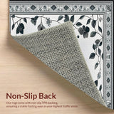 Ultra Soft Area Rug, Non Slip, Stain Resistant, Washable Area Rugs for Living Room, Bedroom, Modern Botanical Luxe Touch(Gray)