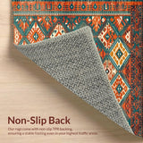 Ultra Soft Area Rug, Non Slip, Stain Resistant, Washable Area Rugs for Living Room, Bedroom, Sophisticated Ethnic Patterned Charm(Orange)
