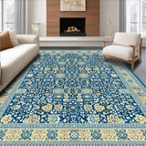 Ultra Soft Area Rug, Non Slip, Stain Resistant, Washable Area Rugs for Living Room, Bedroom, Blue and Beige Square Slip Resistant(Blue)