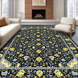 Ultra Soft Area Rug, Non Slip, Stain Resistant, Washable Area Rugs for Living Room, Bedroom, Transitional Elegant Trellis Aesthetic(Blue)