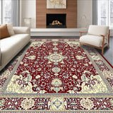 Ultra Soft Area Rug, Non Slip, Stain Resistant, Washable Area Rugs for Living Room, Bedroom, Timeless Medallion Area in Muted Maroon and Beige Shades(Red)