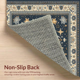 Ultra Soft Area Rug, Non Slip, Stain Resistant, Washable Area Rugs for Living Room, Bedroom, Chic Graphic Solar Imagery(Blue)