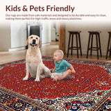 Ultra Soft Area Rug, Non Slip, Stain Resistant, Washable Area Rugs for Living Room, Bedroom, Chic Transitional Ethnic Textures(Red)