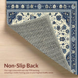 Ultra Soft Area Rug, Non Slip, Stain Resistant, Washable Area Rugs for Living Room, Bedroom, Vintage Boho Blue Beige Area for(White)