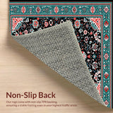 Ultra Soft Area Rug, Non Slip, Stain Resistant, Washable Area Rugs for Living Room, Bedroom, Rustic Black Geometric Tapestry(Black)