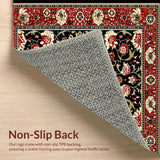 Ultra Soft Area Rug, Non Slip, Stain Resistant, Washable Area Rugs for Living Room, Bedroom, Colorful Botanical Patterned Delight(Red)