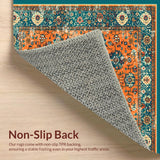 Ultra Soft Area Rug, Non Slip, Stain Resistant, Washable Area Rugs for Living Room, Bedroom, Artful Distressed Lattice Style(Orange)