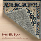 Ultra Soft Area Rug, Non Slip, Stain Resistant, Washable Area Rugs for Living Room, Bedroom, Distressed Vintage Floral Grey Brown Living Room Rug(Blue)