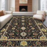 Ultra Soft Area Rug, Non Slip, Stain Resistant, Washable Area Rugs for Living Room, Bedroom, Rustic Earthy Floral Elegance(Black)
