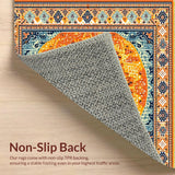 Ultra Soft Area Rug, Non Slip, Stain Resistant, Washable Area Rugs for Living Room, Bedroom, Warm Toned Retro Sun Motif(Orange)