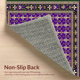 Ultra Soft Area Rug, Non Slip, Stain Resistant, Washable Area Rugs for Living Room, Bedroom, Vibrant Fleur-De-Lis Carnival Motif(Purple)