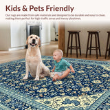 Ultra Soft Area Rug, Non Slip, Stain Resistant, Washable Area Rugs for Living Room, Bedroom, Tone on Tone Dining Room Stain-Resistant Carpet(Blue)