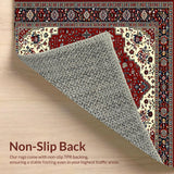 Ultra Soft Area Rug, Non Slip, Stain Resistant, Washable Area Rugs for Living Room, Bedroom, Elegant Colorful Symmetrical Design(Red)