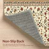 Ultra Soft Area Rug, Non Slip, Stain Resistant, Washable Area Rugs for Living Room, Bedroom, Vintage Floral Light Brown Living Room Rug(Beige)