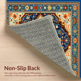 Ultra Soft Area Rug, Non Slip, Stain Resistant, Washable Area Rugs for Living Room, Bedroom, Rustic Vibrant Patterned Tapestry(Blue)