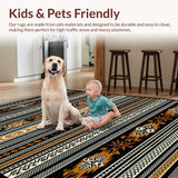 Ultra Soft Area Rug, Non Slip, Stain Resistant, Washable Area Rugs for Living Room, Bedroom, Contemporary Abstract Diamond Motif(Black)