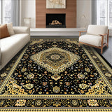 Ultra Soft Area Rug, Non Slip, Stain Resistant, Washable Area Rugs for Living Room, Bedroom, Rustic Textured Tiled Arrangement(Black)