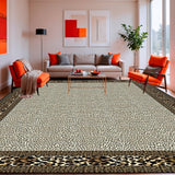 Ultra Soft Area Rug, Non Slip, Stain Resistant, Washable Area Rugs for Living Room, Bedroom, Chic Beige Leopard Print with Subtle Spotting(White)