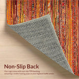 Ultra Soft Area Rug, Non Slip, Stain Resistant, Washable Area Rugs for Living Room, Bedroom, Rustic Multicolor Striped Aesthetic(Red)