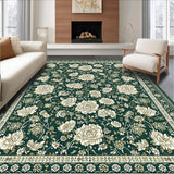 Ultra Soft Area Rug, Non Slip, Stain Resistant, Washable Area Rugs for Living Room, Bedroom, Elegant Summer Foliage Patterns(Green)