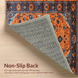 Ultra Soft Area Rug, Non Slip, Stain Resistant, Washable Area Rugs for Living Room, Bedroom, Elegant Minimalist Ogee Pattern Mix(Orange)