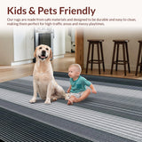 Ultra Soft Area Rug, Non Slip, Stain Resistant, Washable Area Rugs for Living Room, Bedroom, Artful Vintage Ogee Impression(Black)