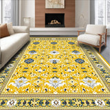 Ultra Soft Area Rug, Non Slip, Stain Resistant, Washable Area Rugs for Living Room, Bedroom, Trendy Floral Textured Visual(Yellow)