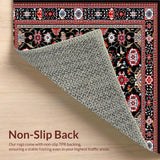 Ultra Soft Area Rug, Non Slip, Stain Resistant, Washable Area Rugs for Living Room, Bedroom, Vibrant Traditional Tiled Arrangement(Black)