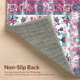 Ultra Soft Area Rug, Non Slip, Stain Resistant, Washable Area Rugs for Living Room, Bedroom, Whimsical Multi-Colored Ogee Style(Pink)