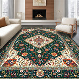 Ultra Soft Area Rug, Non Slip, Stain Resistant, Washable Area Rugs for Living Room, Bedroom, Elegant Spring Garden Aesthetic(Green)