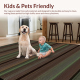 Ultra Soft Area Rug, Non Slip, Stain Resistant, Washable Area Rugs for Living Room, Bedroom, Whimsical Striped Textured Delight(Brown)