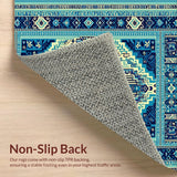 Ultra Soft Area Rug, Non Slip, Stain Resistant, Washable Area Rugs for Living Room, Bedroom, Boho Tribal Distressed Living Room Carpet(Blue)