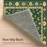Ultra Soft Area Rug, Non Slip, Stain Resistant, Washable Area Rugs for Living Room, Bedroom, Ornate Floral(Green)