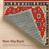 Ultra Soft Area Rug, Non Slip, Stain Resistant, Washable Area Rugs for Living Room, Bedroom, Luxurious Ornate Geometric Motif(Red)