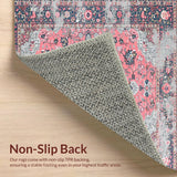 Ultra Soft Area Rug, Non Slip, Stain Resistant, Washable Area Rugs for Living Room, Bedroom, Soft Pastel Boho Patterned Delight(Pink)