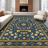 Ultra Soft Area Rug, Non Slip, Stain Resistant, Washable Area Rugs for Living Room, Bedroom, Geometric with Smoke & Beige(Blue)